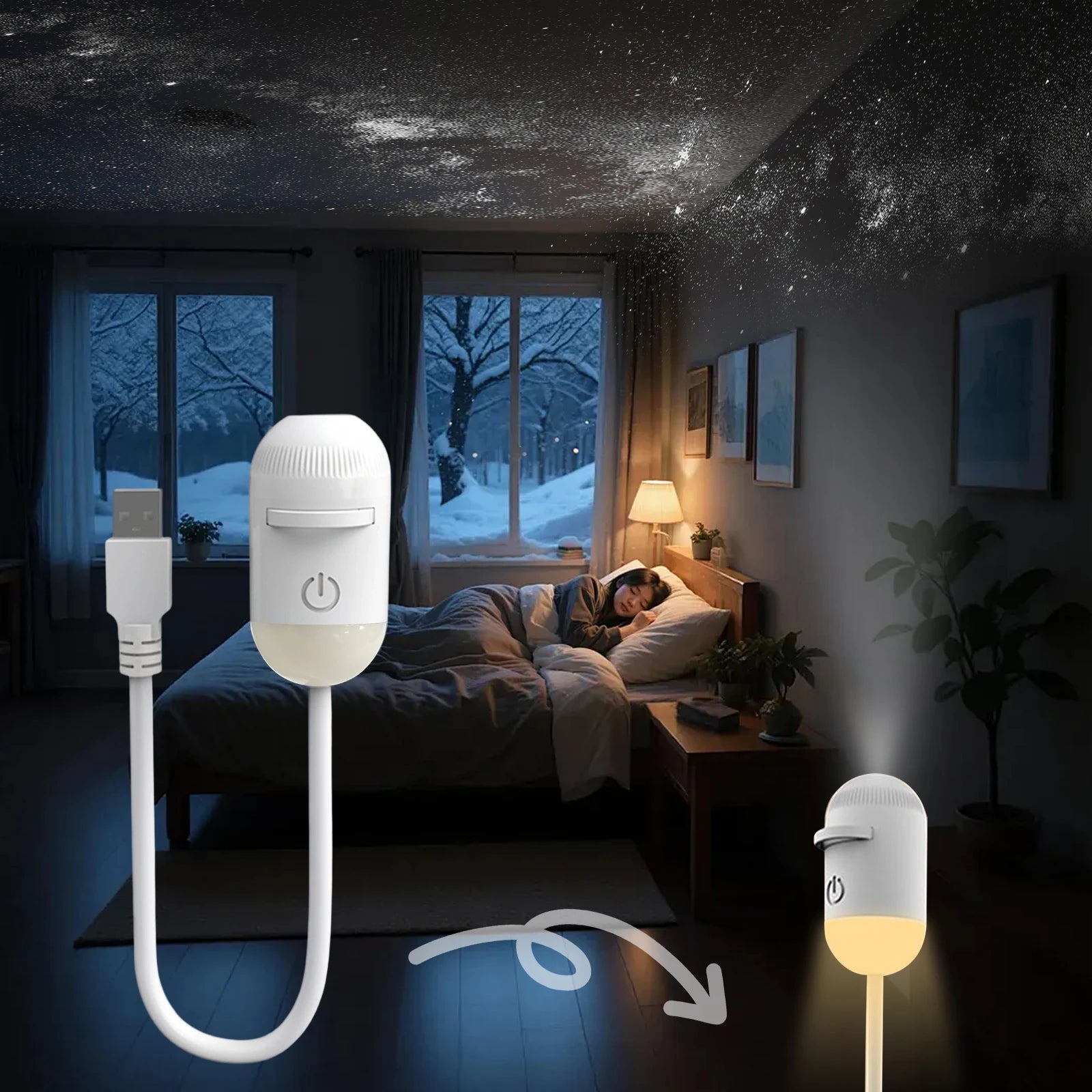 USB Mini Galaxy Star Projector Night Light Films Starry Sky Ambient Light For Bedroom Car Home Decoration For Adults And Kids