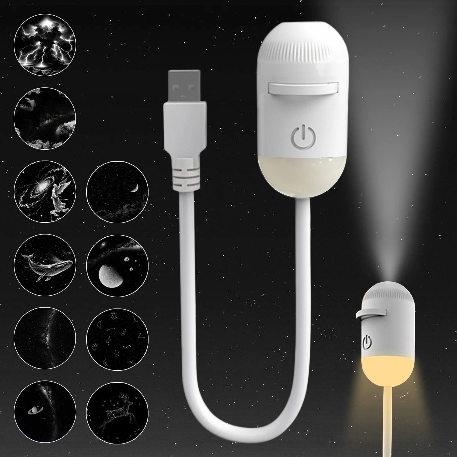 USB Mini Galaxy Star Projector Night Light Films Starry Sky Ambient Light For Bedroom Car Home Decoration For Adults And Kids