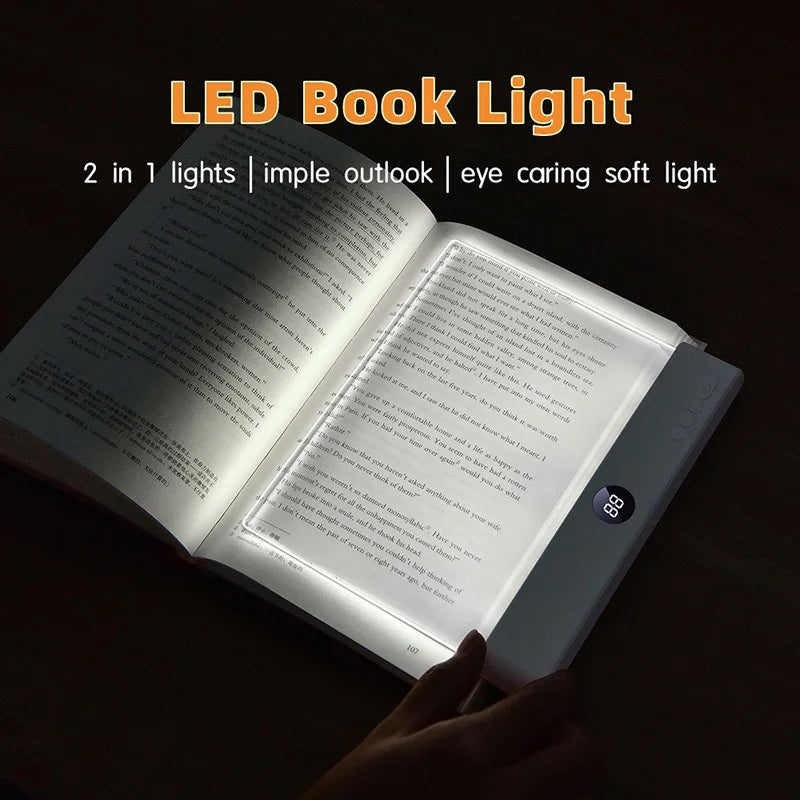 LED Flat Panel Book Light with Timer Night Vision Reading Lamp Dimmable Eye Protect Student Book Light Rechargeable Indoor