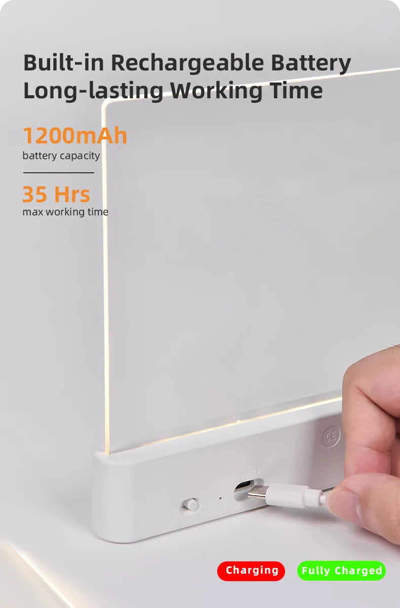 LED Flat Panel Book Light with Timer Night Vision Reading Lamp Dimmable Eye Protect Student Book Light Rechargeable Indoor
