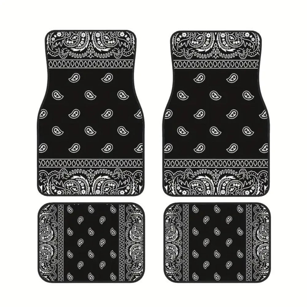 4Pcs Bohemian Car Floor Mats Anti-slip Heavy Duty Persian Carpet Dirty Resistant Car Decoration Car Floor Protector Rugs