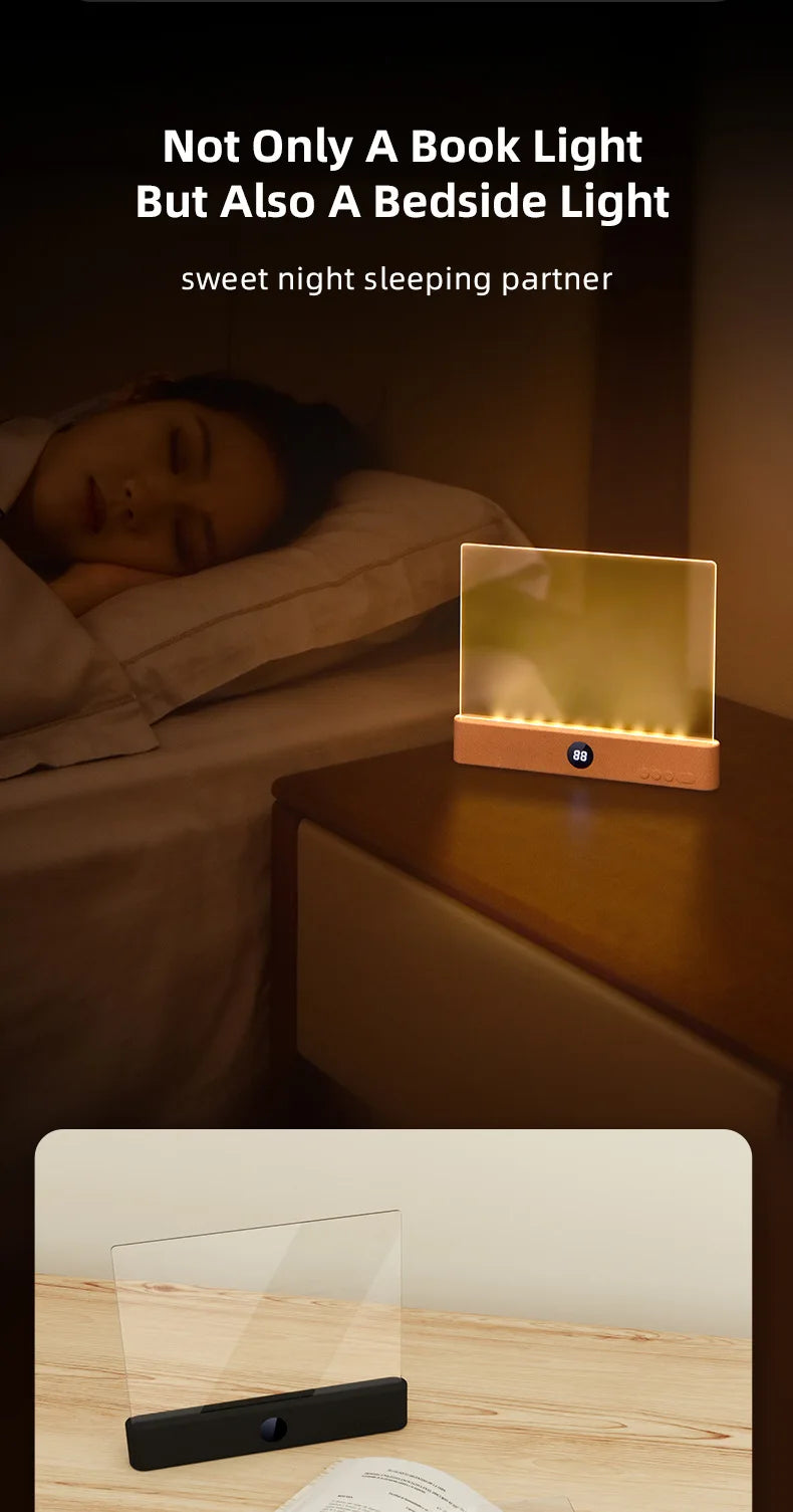 LED Flat Panel Book Light with Timer Night Vision Reading Lamp Dimmable Eye Protect Student Book Light Rechargeable Indoor